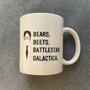 Funny THE OFFICE Dwight Shrute Bears Beets Battlestar Galactica Coffee Mug